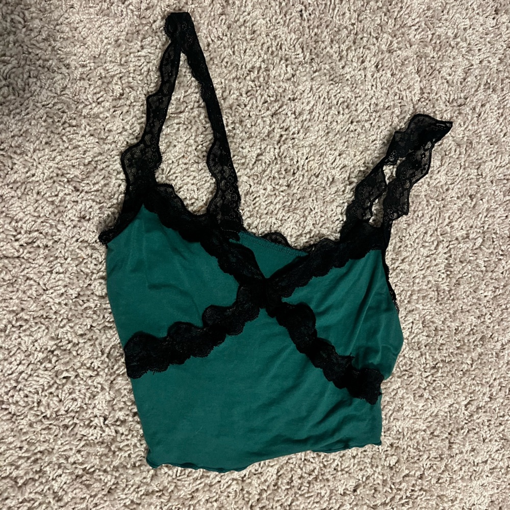 Green lace tank top